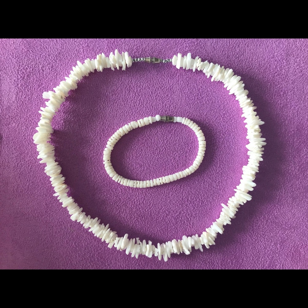 Shell chip necklace and bracelet